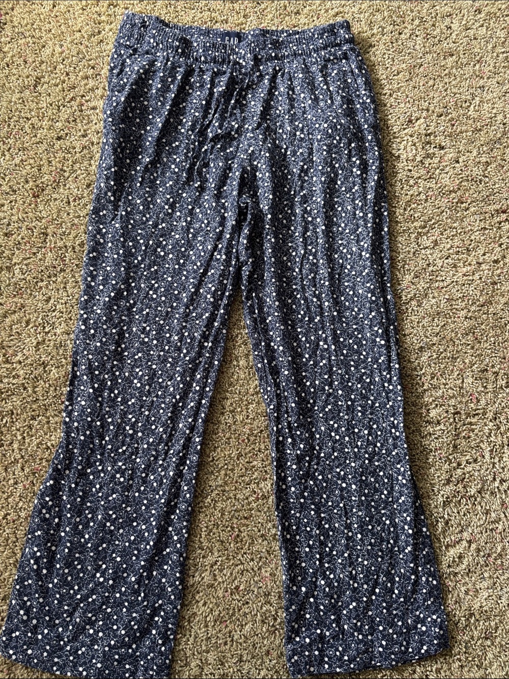 Gap Women's Navy Blue Floral 100% Cotton Pajama Pants - Sz Medium